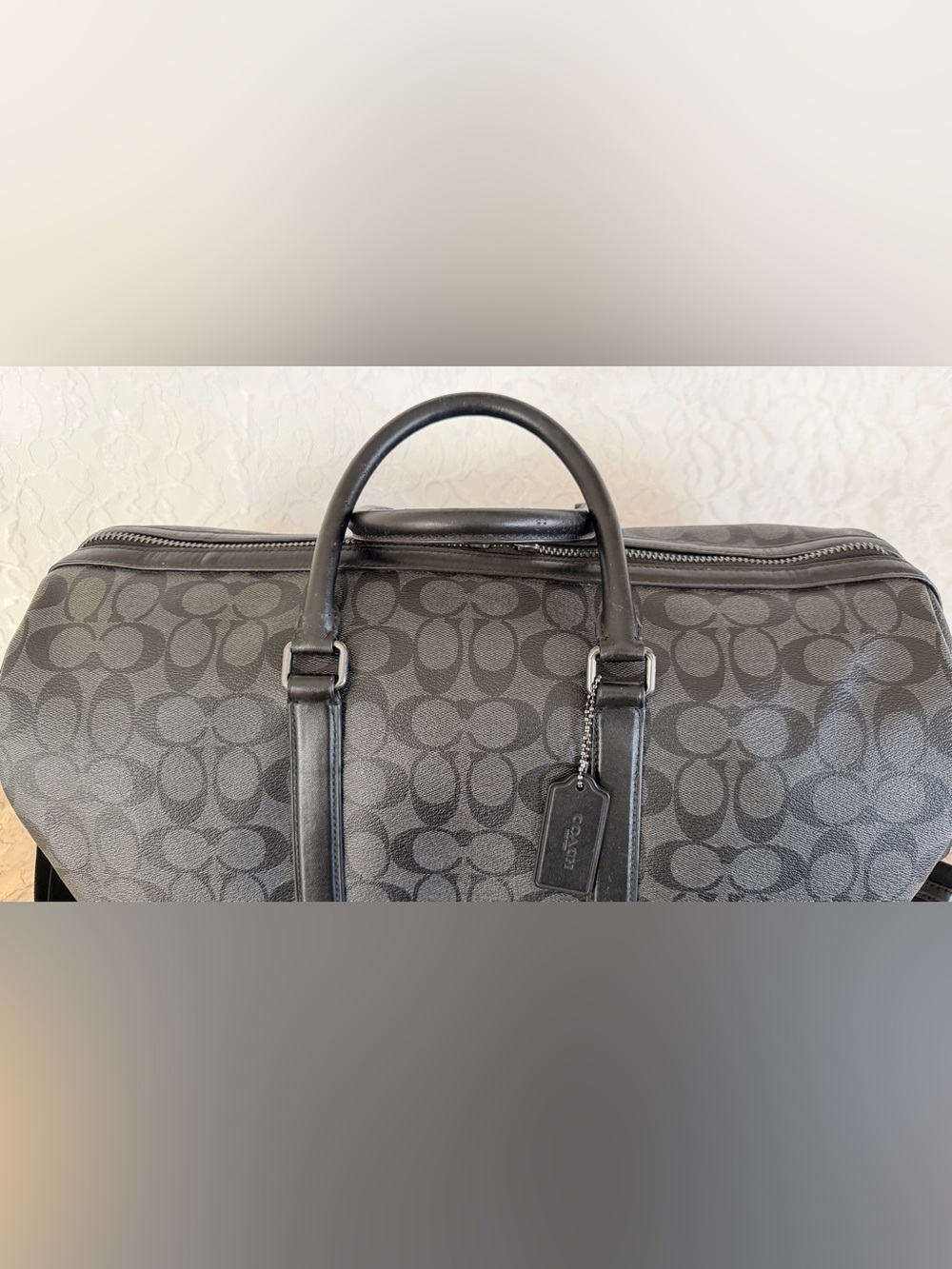 Coach Venturer Men's Signature Canvas Duffel in Charcoal and Black C5305 - Picture 4 of 14